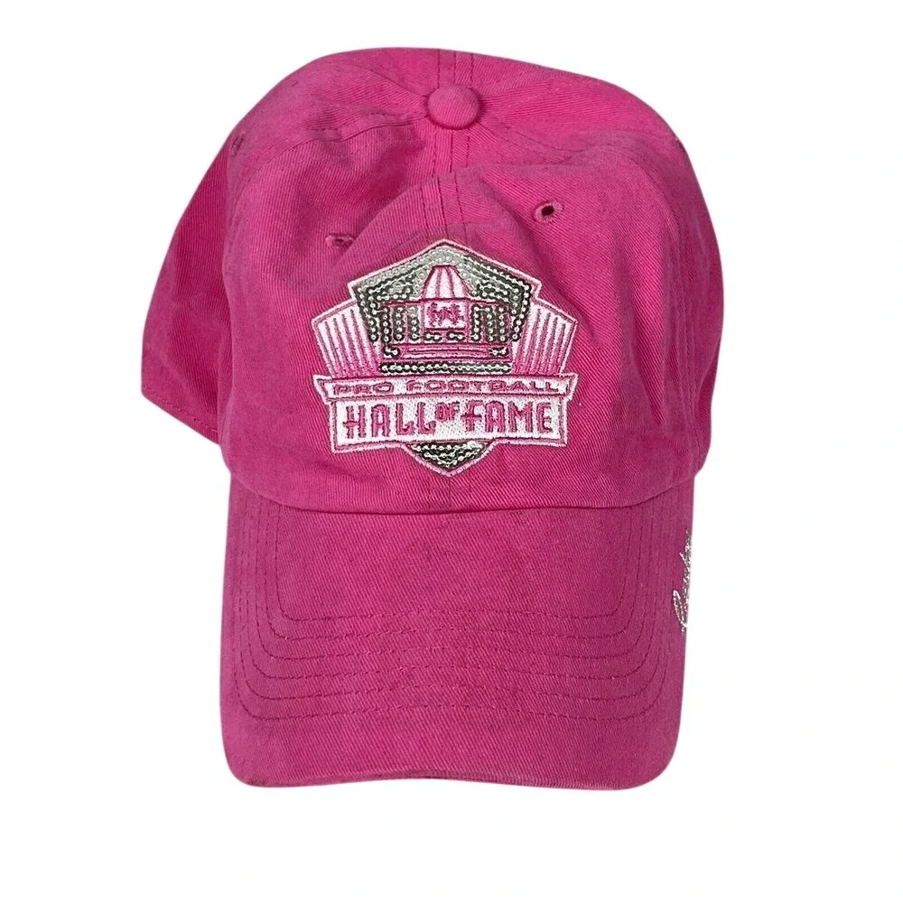47 Pro Football Hall of Fame Hat Pink Bedazzled Womens Adjustable‎ Strap Back